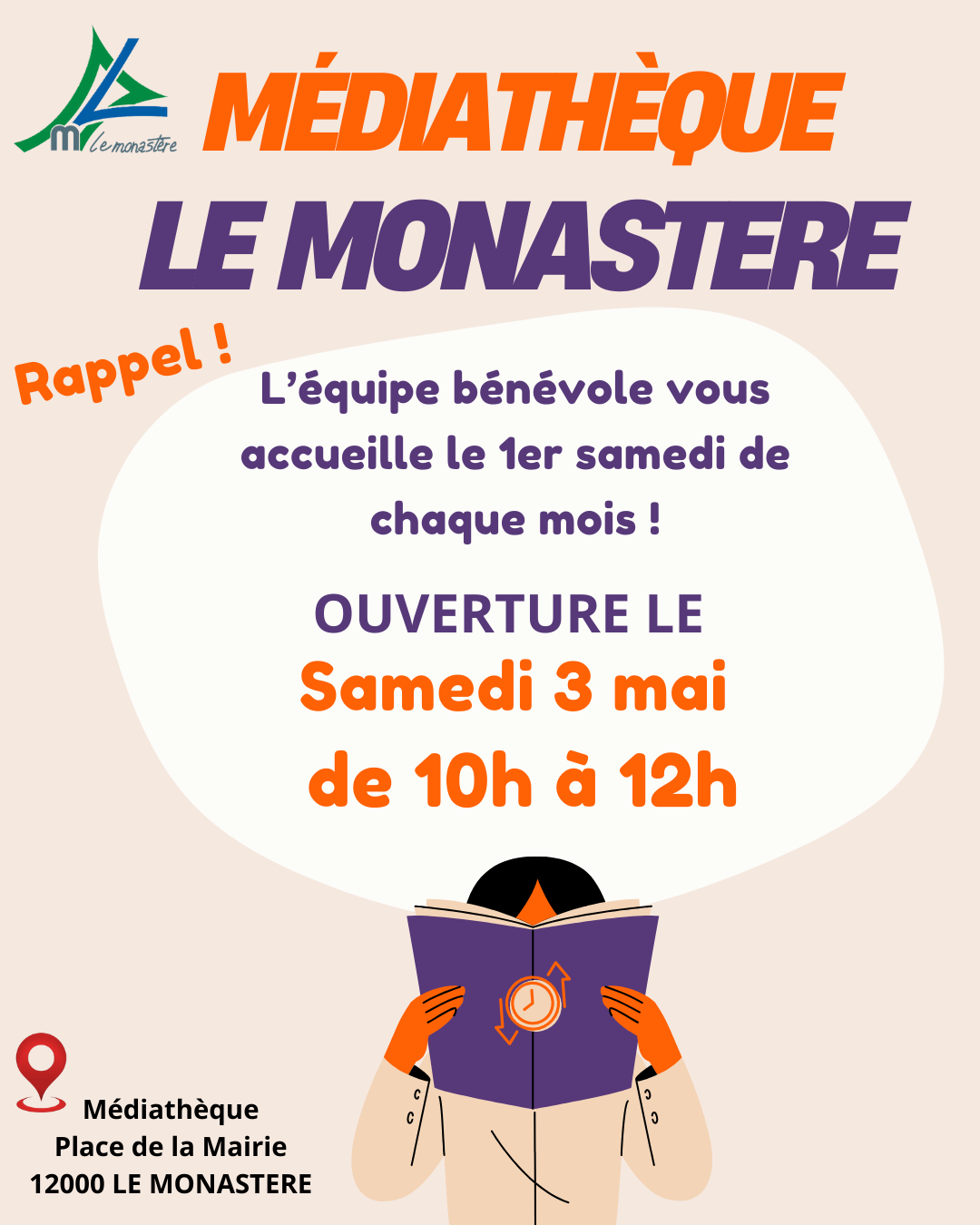Lire la suite à propos de l’article Ouverture médiathèque samedi 3 mai !